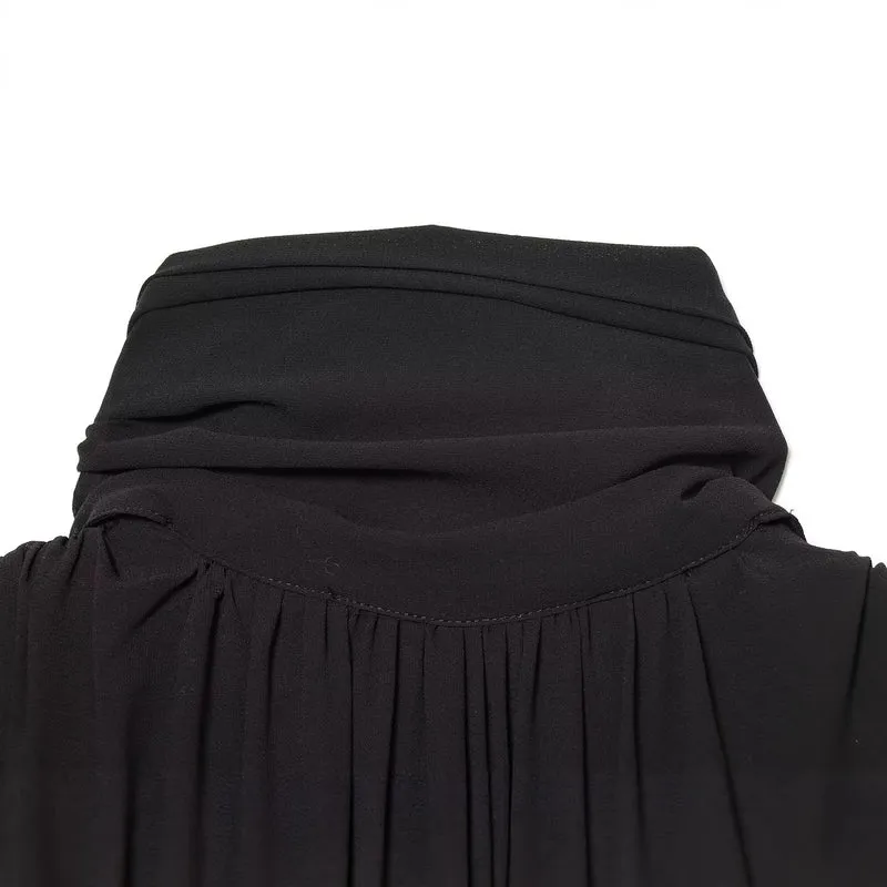 Damen Bindebluse mit Plissee-Details und Schluppe Drune
