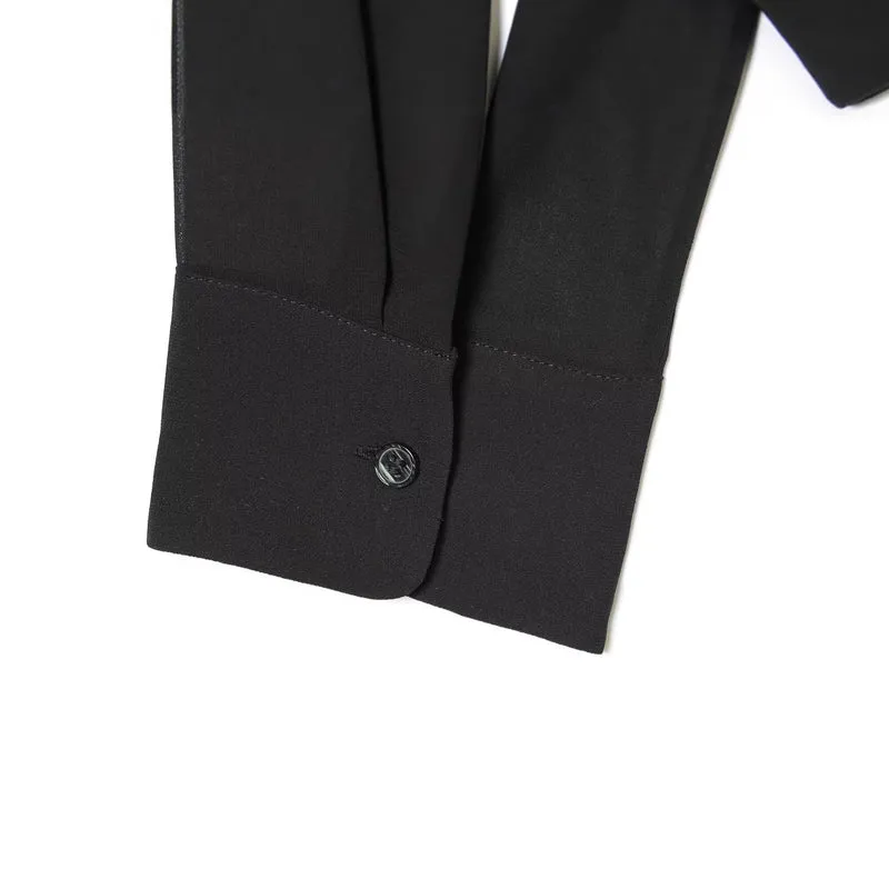 Damen Bindebluse mit Plissee-Details und Schluppe Drune