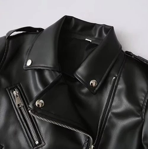 Damen Bikerjacke aus veganer Lederoptik mit Taillengürtel und asymmetrischem Reißverschluss Drune