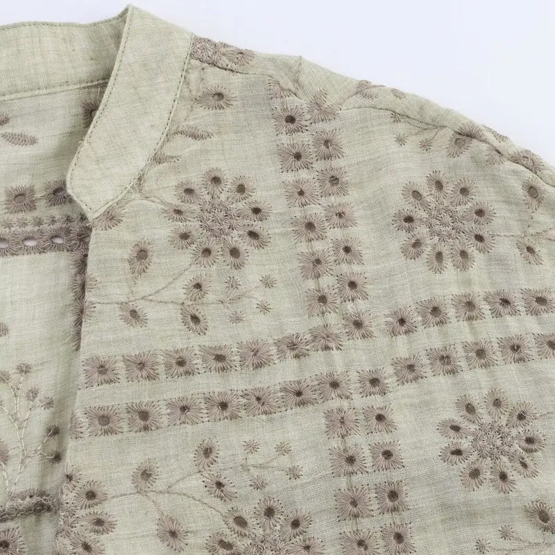 Damen Bestickte leichte kastige Übergangsjacke mit V-Ausschnitt Drune