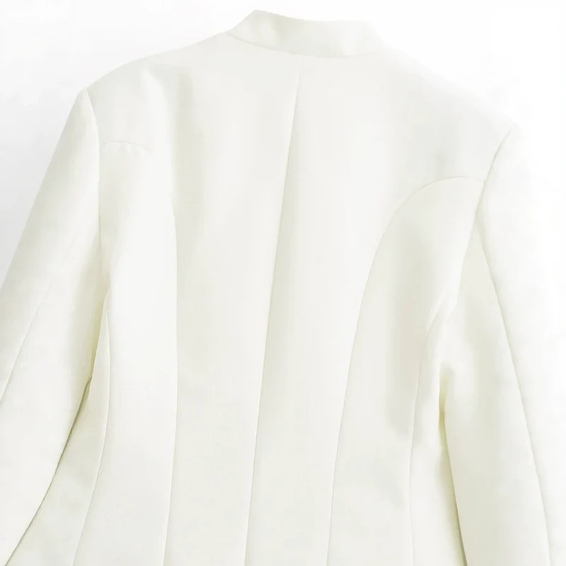Damen Asymmetrische Kurzjacke mit Mandarinkragen und verdeckter Knopfleiste Drune