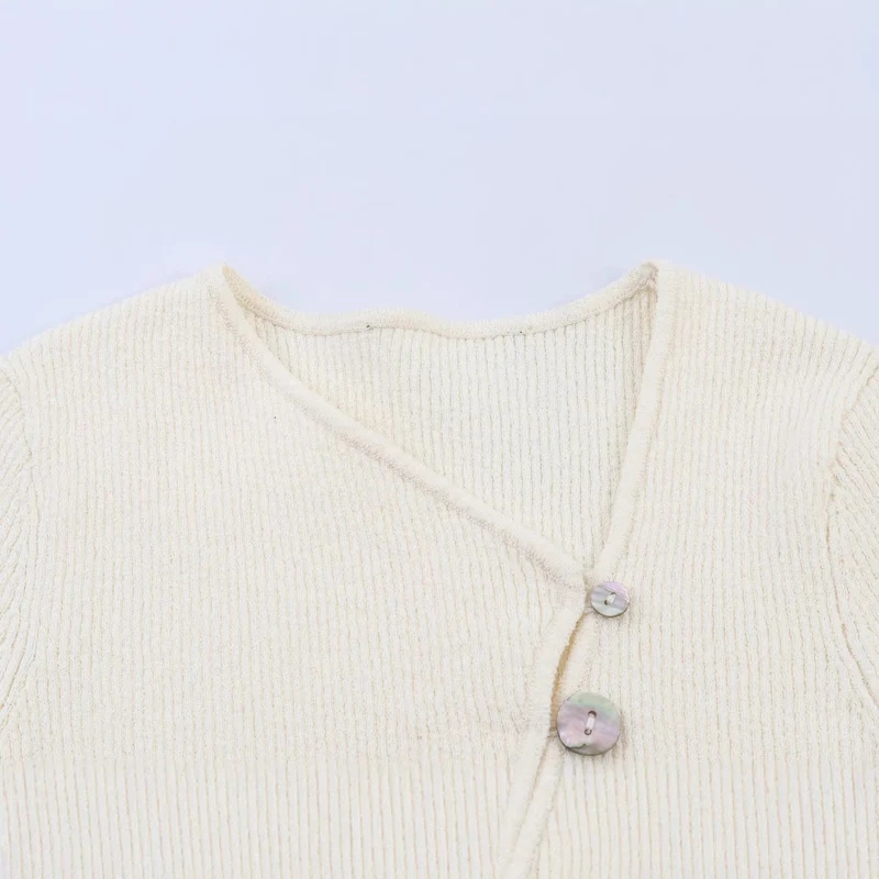 Damen Asymmetrische Feinstrick-Cardigan mit Zierknopfleiste Drune
