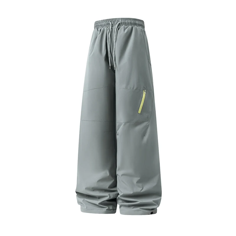 Unisex Weite wasserabweisende Outdoor-Hose mit hohem Bund und Reißverschlusstasche Drune