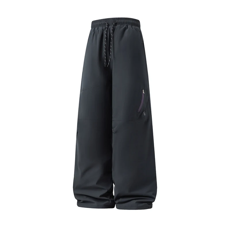 Unisex Weite wasserabweisende Outdoor-Hose mit hohem Bund und Reißverschlusstasche Drune