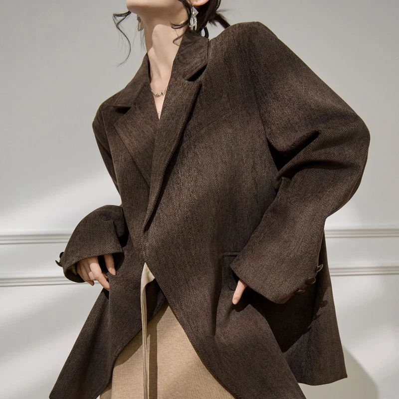 Damen Eleganter und vielseitiger Blazer mit Taillengürtel Drune