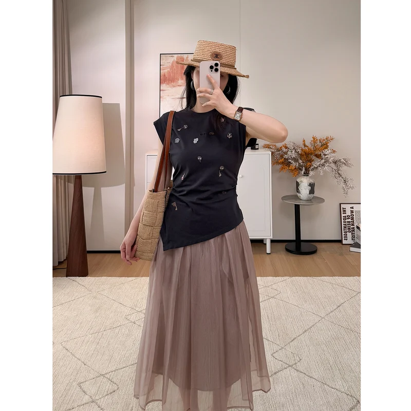 Damen Eleganter und fließender Midirock Drune