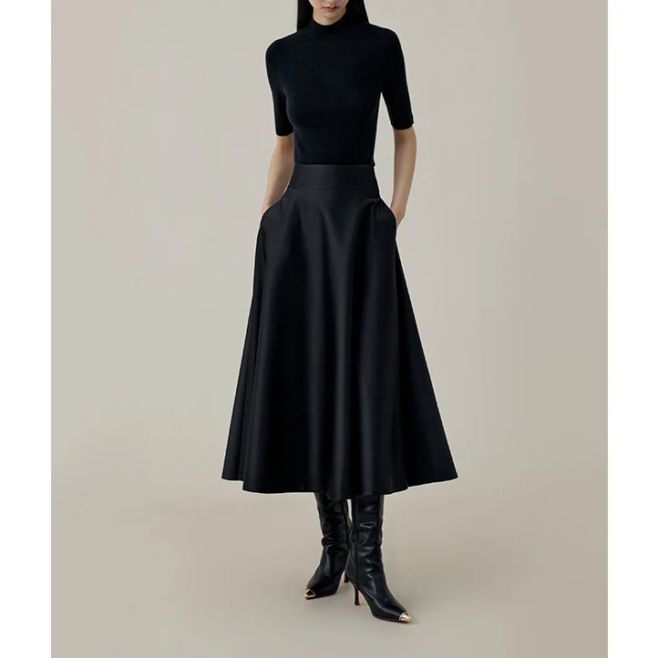 Damen Eleganter und fließender Midi-Rock Drune