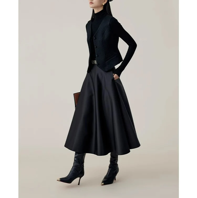 Damen Eleganter und fließender Midi-Rock Drune