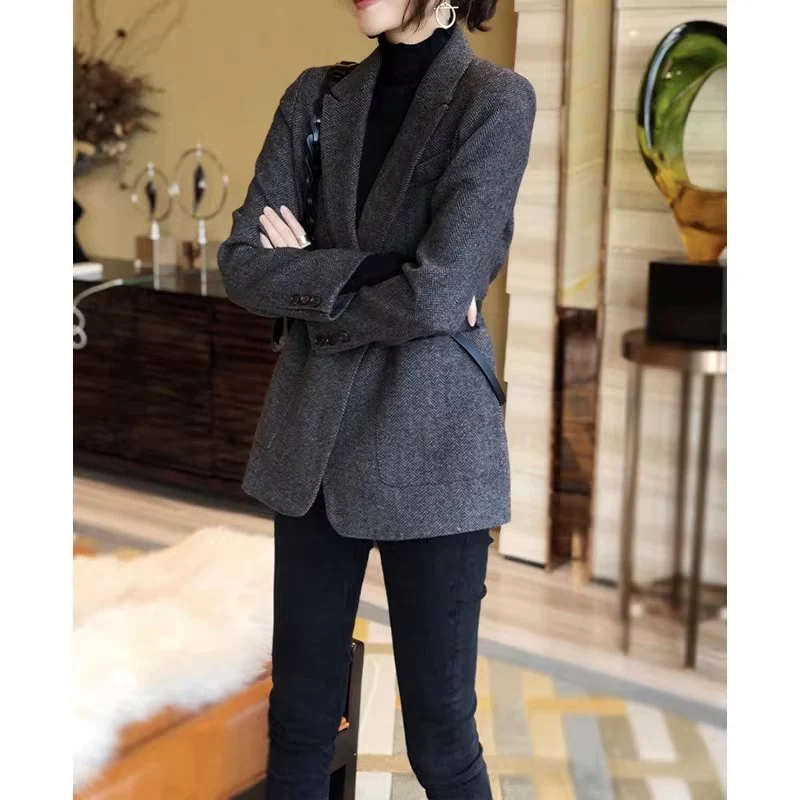 Damen Eleganter Tweed-Blazer Drune
