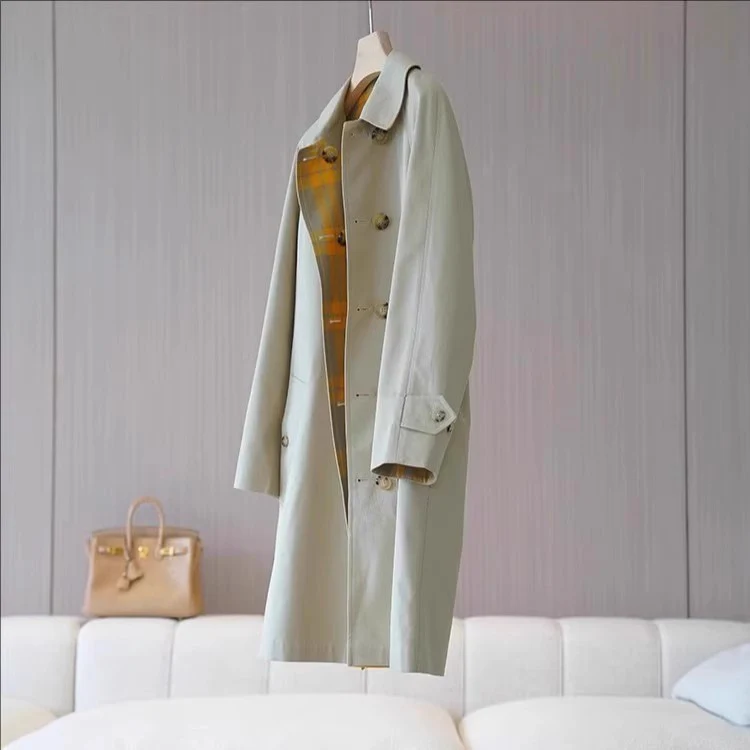Damen Eleganter Trenchcoat mit doppelter Knopfleiste aus hochwertigem Material Drune