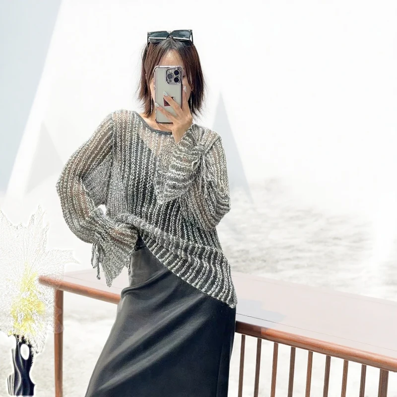 Damen Eleganter transparenter Pullover Drune