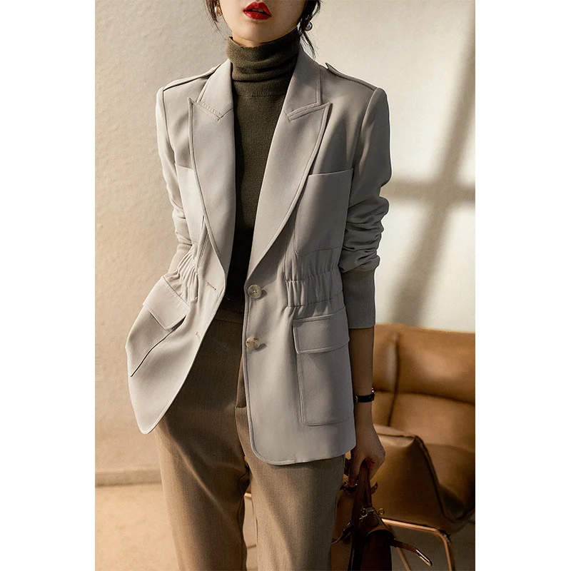Damen Eleganter Tailored Blazer mit Taschen Drune