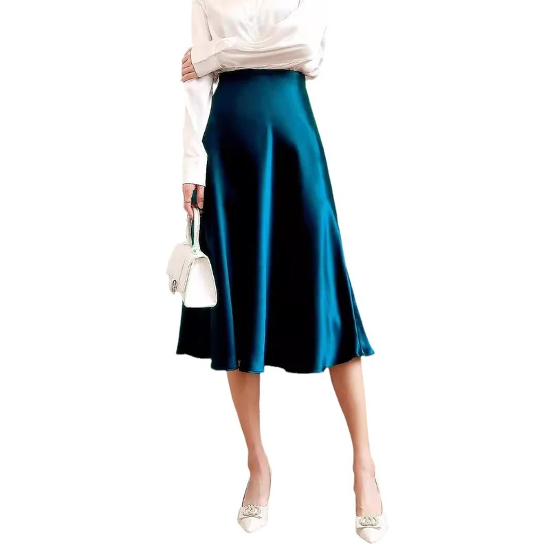Damen Eleganter, schwingender Satinrock Drune