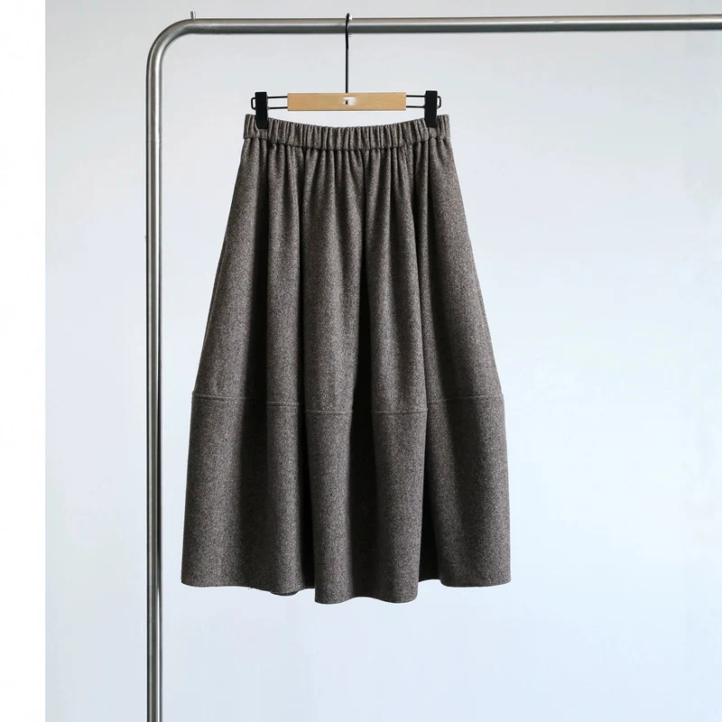 Damen Eleganter, schwingender Midi-Rock aus Wollmischung Drune