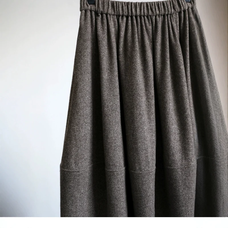 Damen Eleganter, schwingender Midi-Rock aus Wollmischung Drune