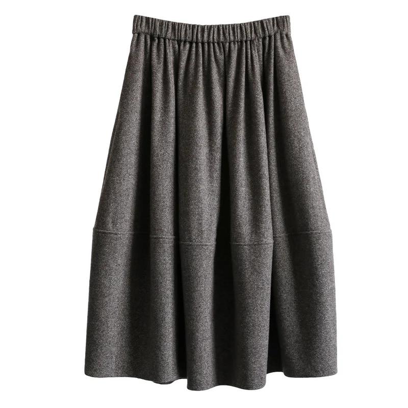 Damen Eleganter, schwingender Midi-Rock aus Wollmischung Drune