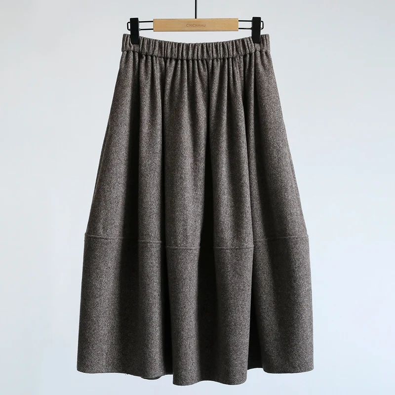 Damen Eleganter, schwingender Midi-Rock aus Wollmischung Drune