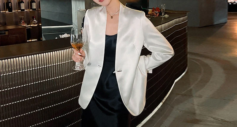 Damen Eleganter Satinblazer Drune