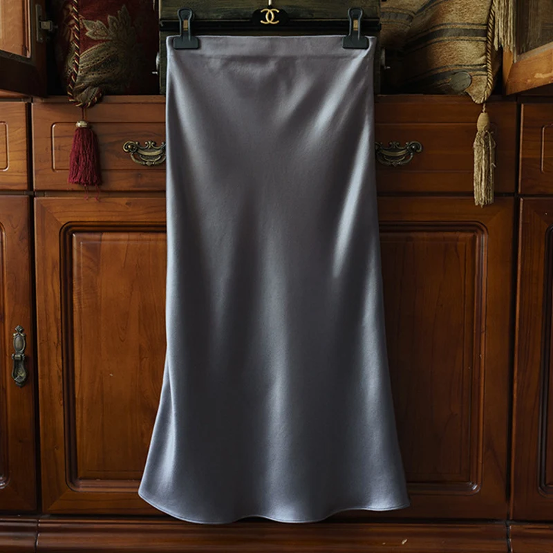 Damen Eleganter Satin-Midirock Drune