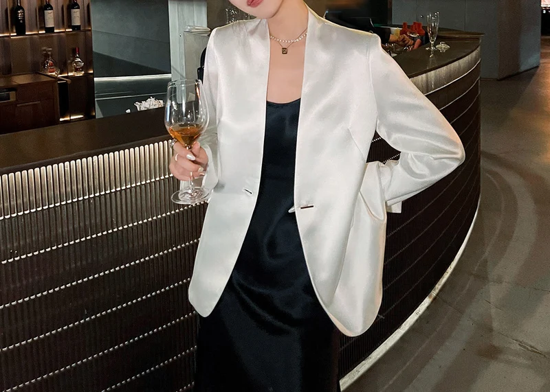 Damen Eleganter Satin-Blazer Drune