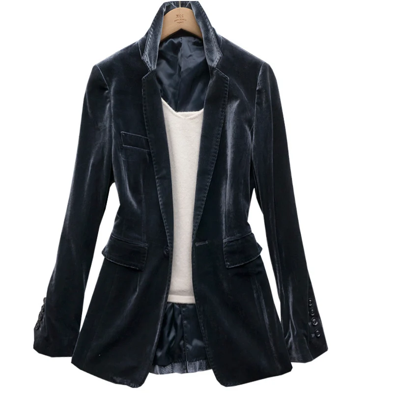 Damen Eleganter Samtblazer mit schmalem Schnitt Drune
