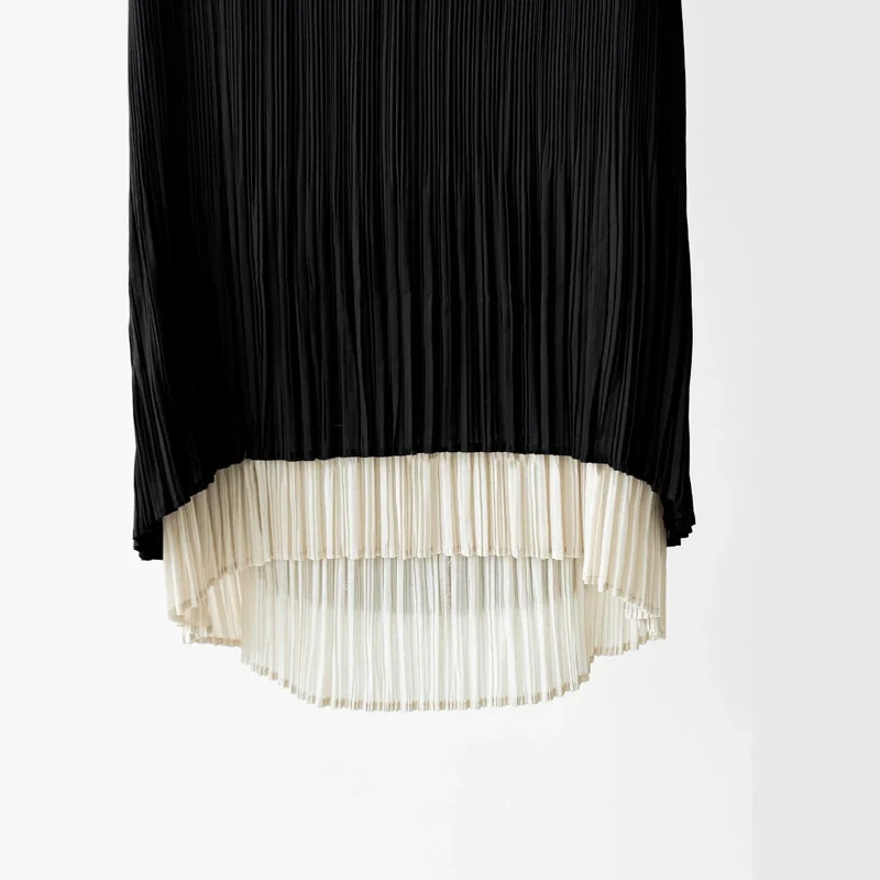 Damen Eleganter Plisseerock mit asymmetrischem Saum Drune