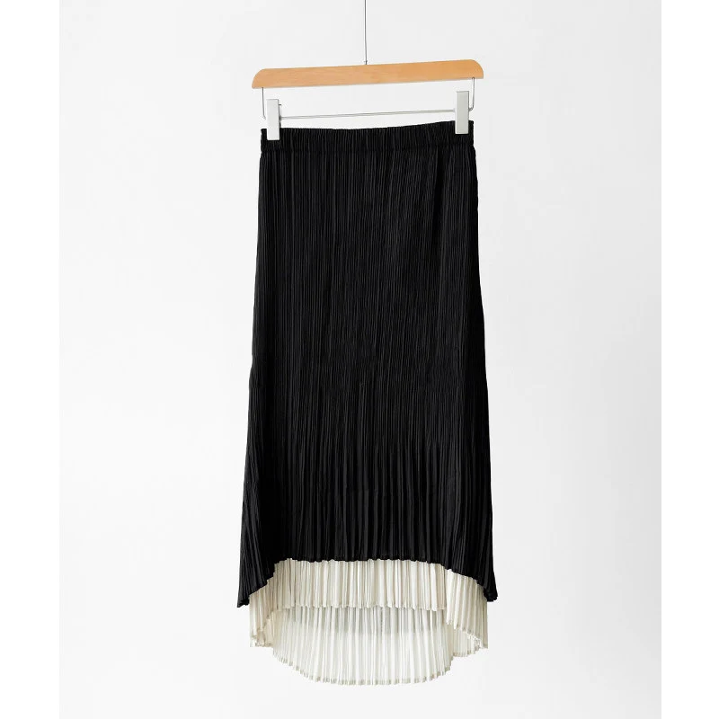 Damen Eleganter Plisseerock mit asymmetrischem Saum Drune