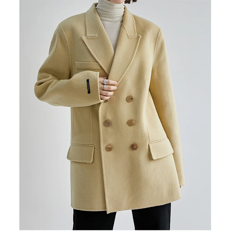 Damen Eleganter Oversized Blazer mit doppeltbreiter Knopfleiste Drune