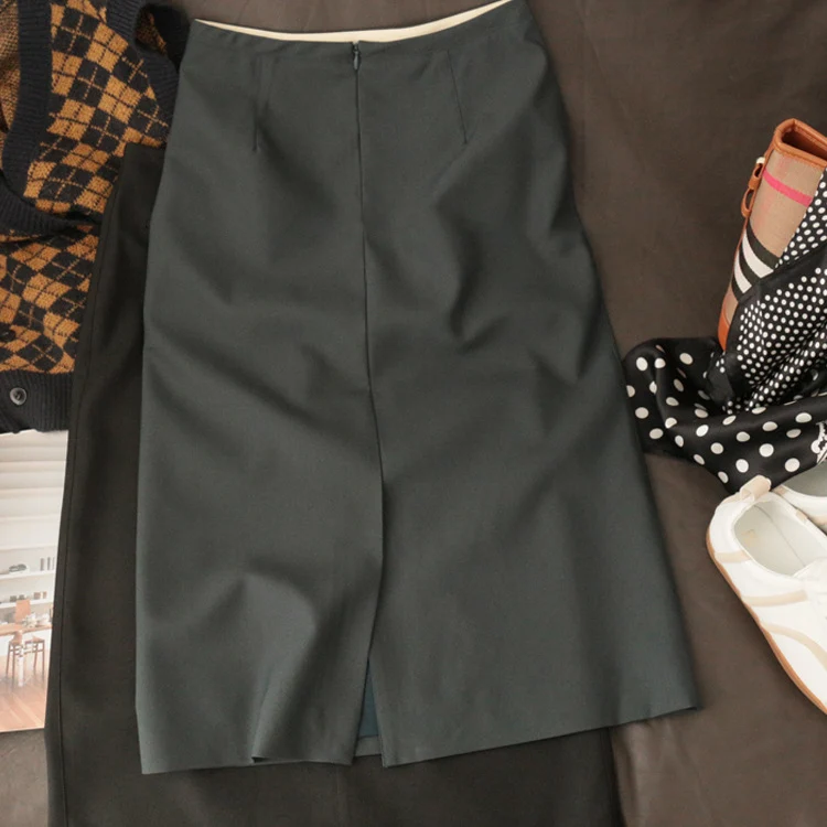 Damen Eleganter Midirock mit schicker Schlitzdetail Drune
