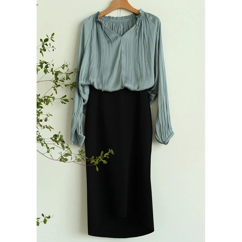 Damen Eleganter Midirock mit hohem Schlitz Drune