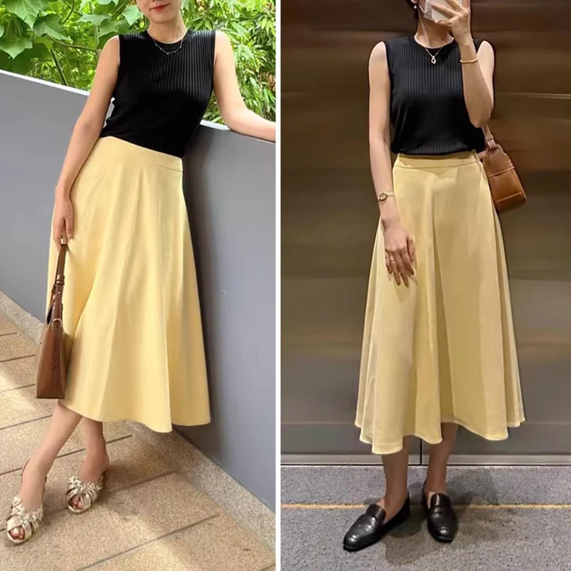Damen Eleganter Midirock mit fließendem Schnitt Drune