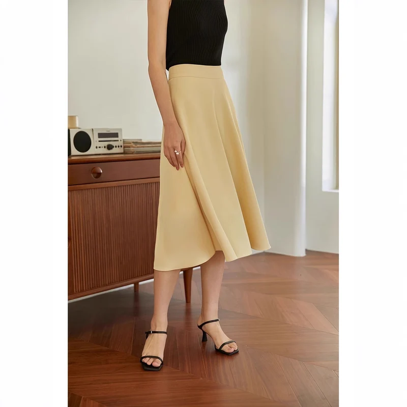 Damen Eleganter Midirock mit fließendem Schnitt Drune