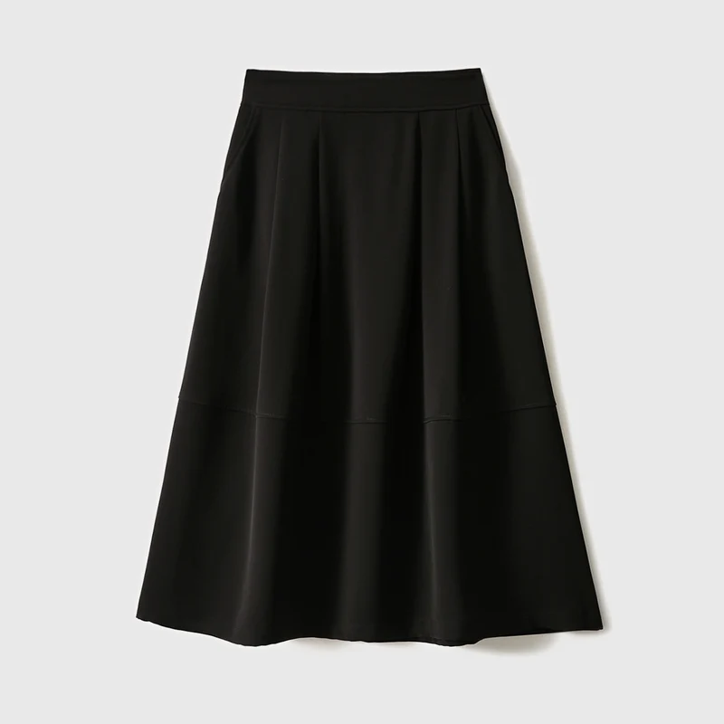 Damen Eleganter Midirock mit Falten und hohem Bund Drune