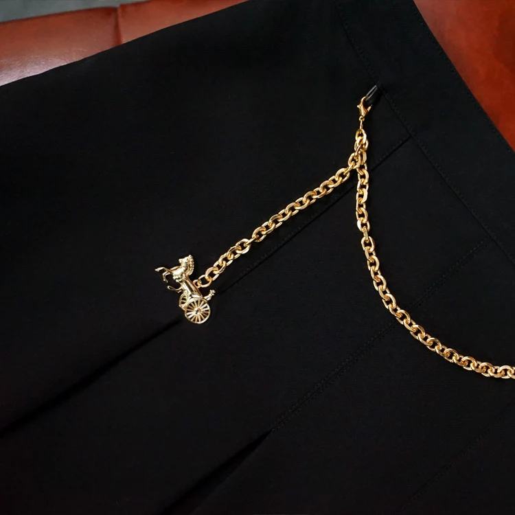 Damen Eleganter Midirock mit einzigartigem Kettendetail Drune