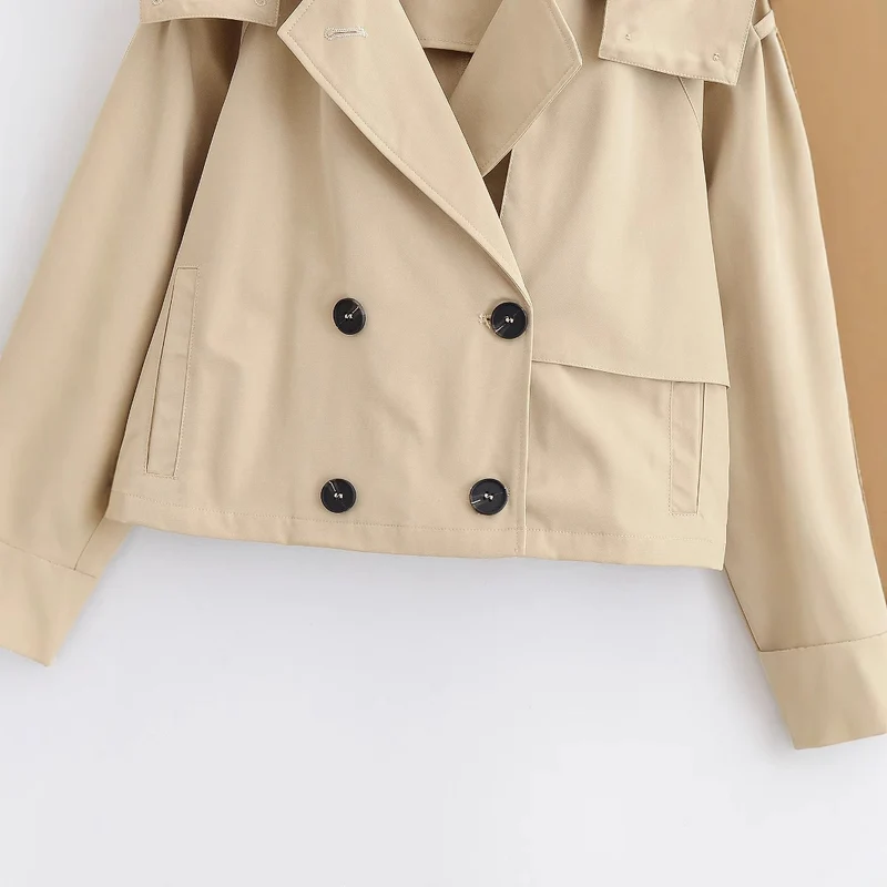 Damen 10+ kurzgeschnittener Trench‑Blouson mit doppelreihiger Knopfleiste und Schulterpatte Drune