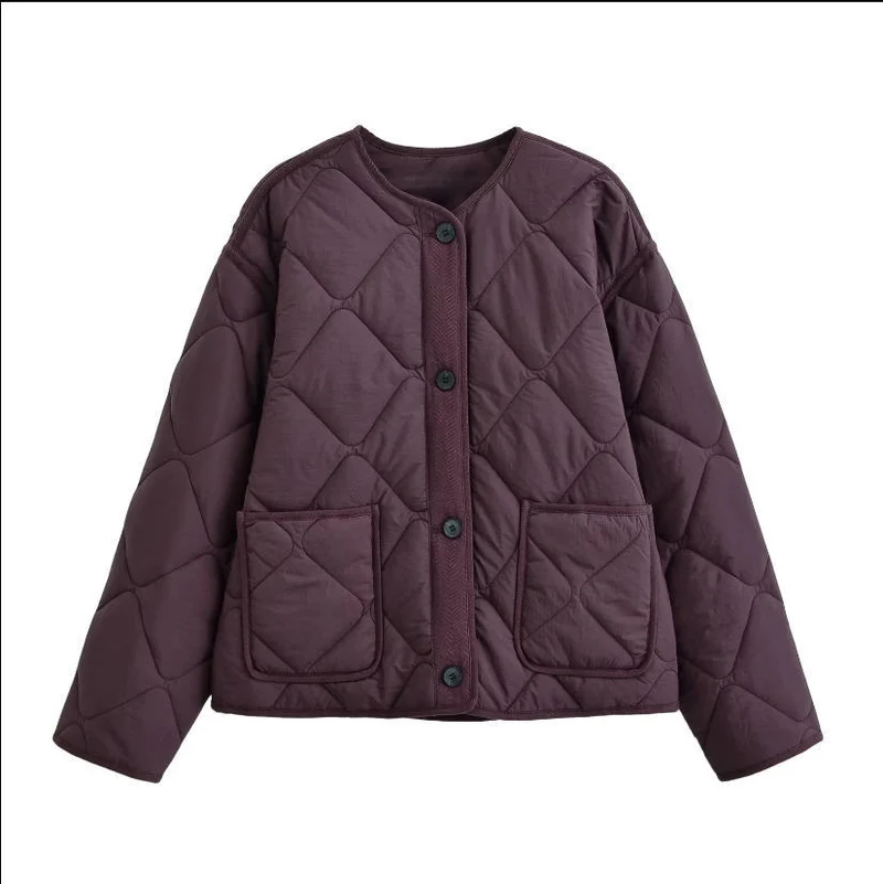 Damen 10+ gefütterte gesteppte Boxy‑Kurzjacke mit Rundhalsausschnitt, durchgehender Knopfleiste und aufgesetzten Taschen Drune