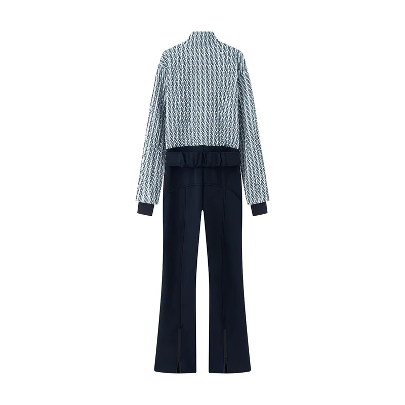 Damen 10+ Cropped gesteppte Blousonjacke mit Stehkragen und High‑Waist Palazzo‑Hose Drune