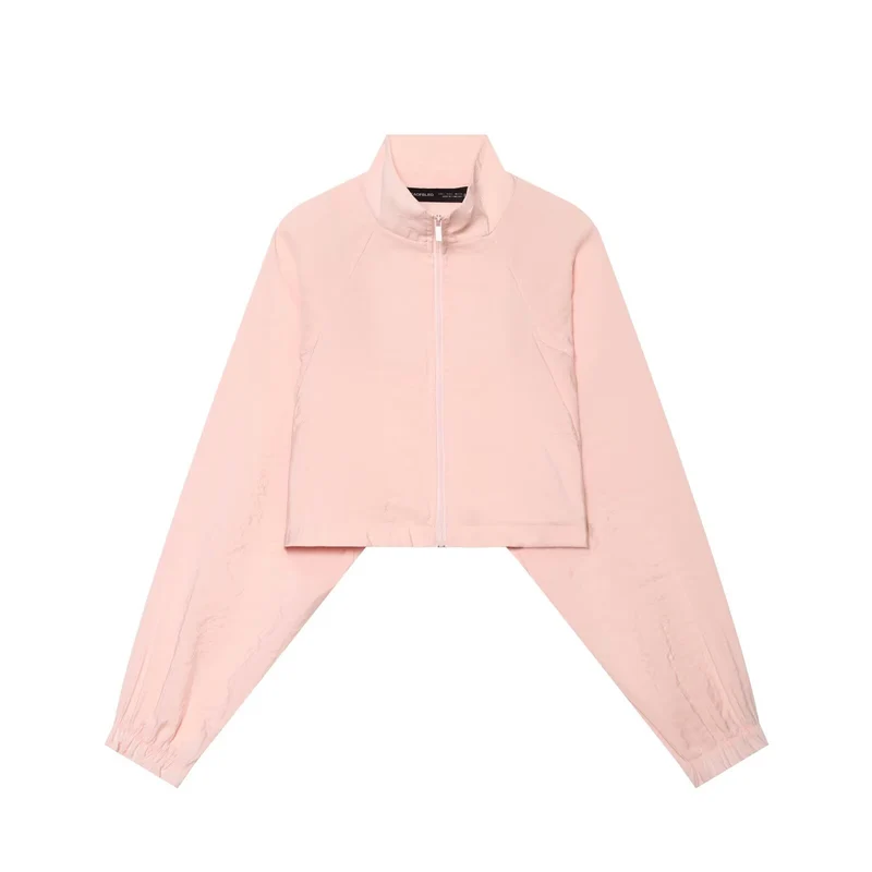 Damen 10+ Cropped Blousonjacke mit Funnel‑Stehkragen, Raglanärmeln und elastischen Bündchen Drune