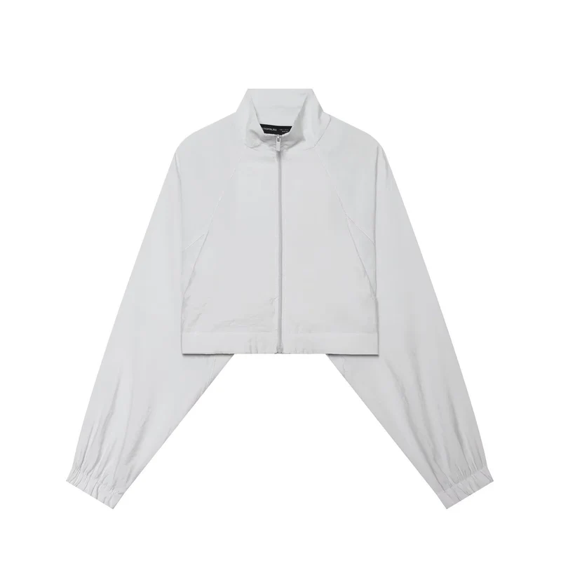 Damen 10+ Cropped Blousonjacke mit Funnel‑Stehkragen, Raglanärmeln und elastischen Bündchen Drune