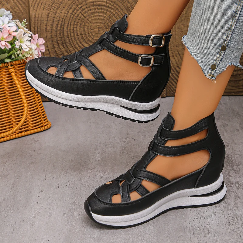 Damen sportive Sneaker-Sandalen mit atmungsaktiven Riemen und rutschfester Sohle Drune