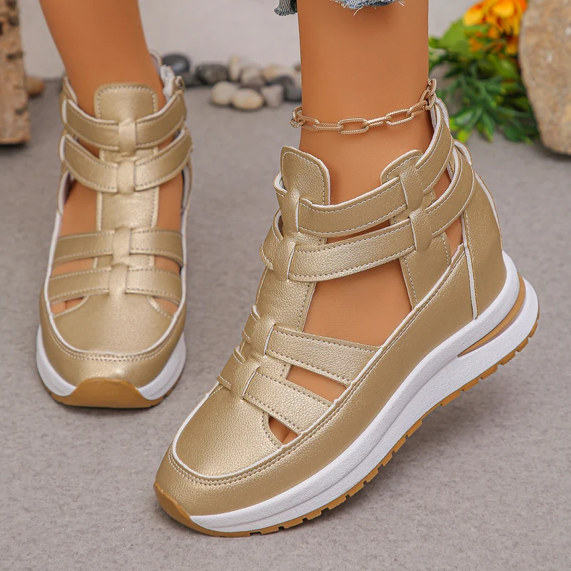 Damen sportive Sneaker-Sandalen mit atmungsaktiven Riemen und rutschfester Sohle Drune