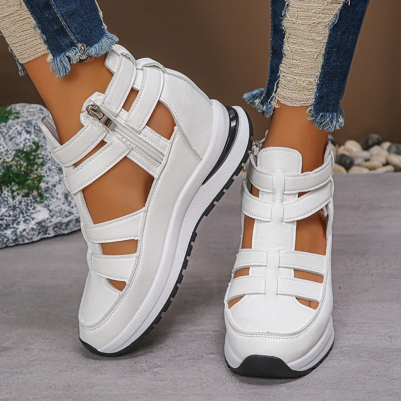 Damen sportive Sneaker-Sandalen mit atmungsaktiven Riemen und rutschfester Sohle Drune