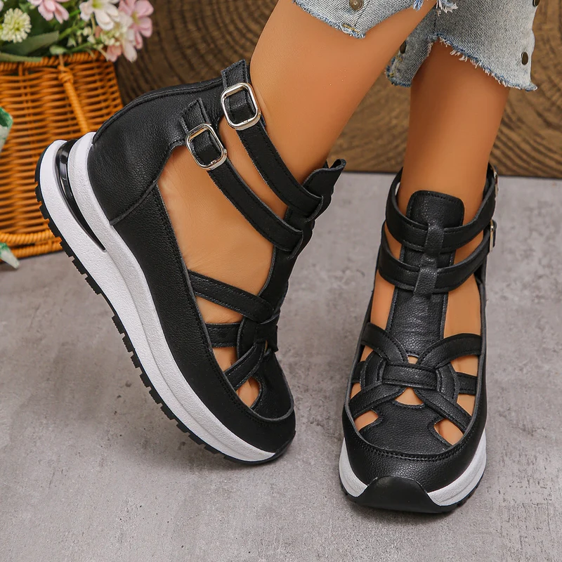 Damen sportive Sneaker-Sandalen mit atmungsaktiven Riemen und rutschfester Sohle Drune