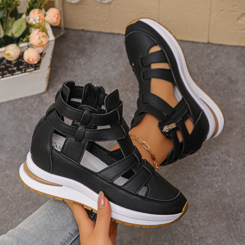 Damen sportive Sneaker-Sandalen mit atmungsaktiven Riemen und rutschfester Sohle Drune