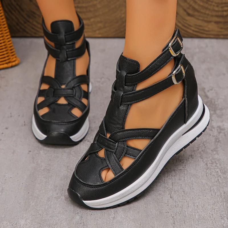 Damen sportive Sneaker-Sandalen mit atmungsaktiven Riemen und rutschfester Sohle Drune