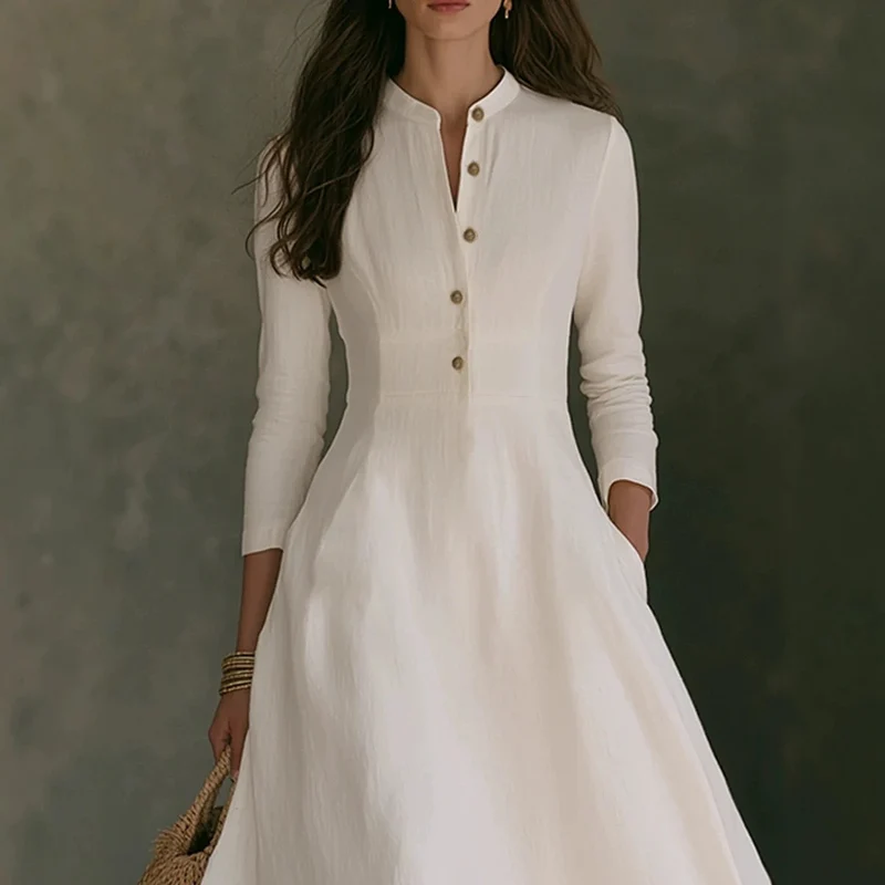 Damen Elegantes Langarm Maxikleid Drune