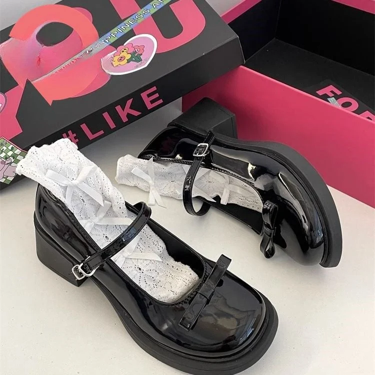 Damen Modische Mary Jane Pumps mit auffälliger Schnalle und bequemem Absatz Drune