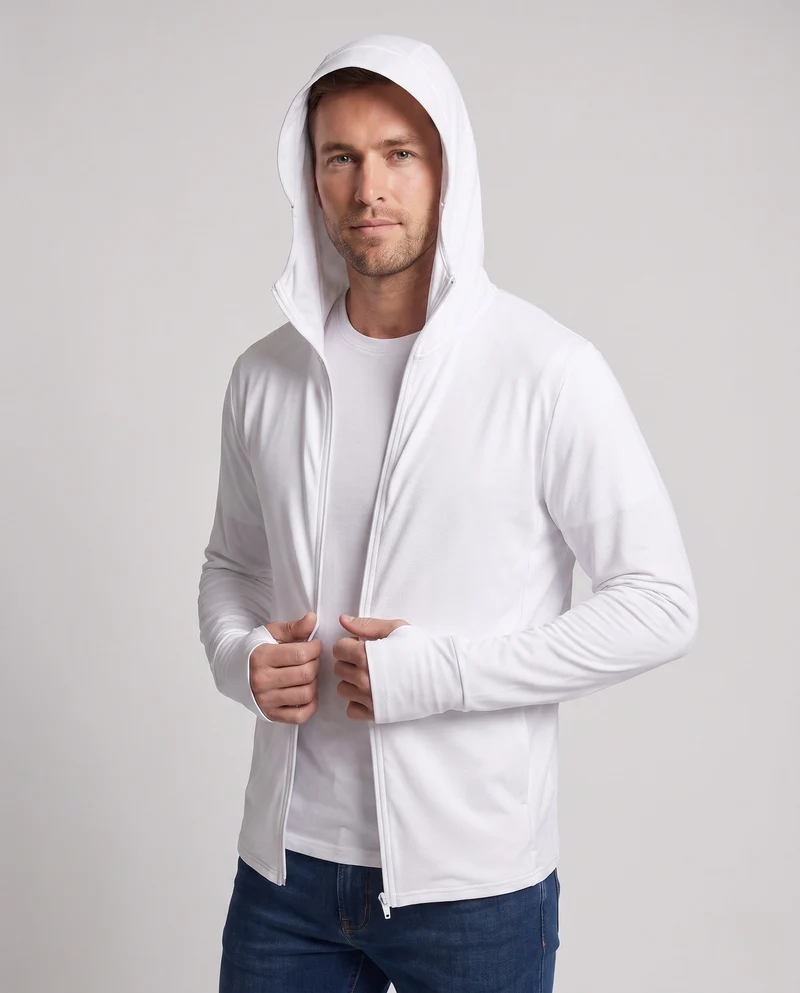 Unisex nan ultraleichte atmungsaktive UV-Schutzjacke mit Kapuze und kühlender Technologie Drune