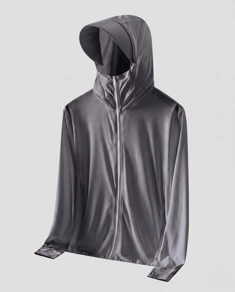 Unisex nan ultraleichte atmungsaktive UV-Schutzjacke mit Kapuze und kühlender Technologie Drune