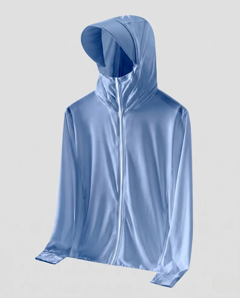 Unisex nan ultraleichte atmungsaktive UV-Schutzjacke mit Kapuze und kühlender Technologie Drune